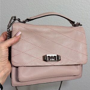 Rebecca Minkoff Blush Pink Flap Leather Purse Quilted Handbag
